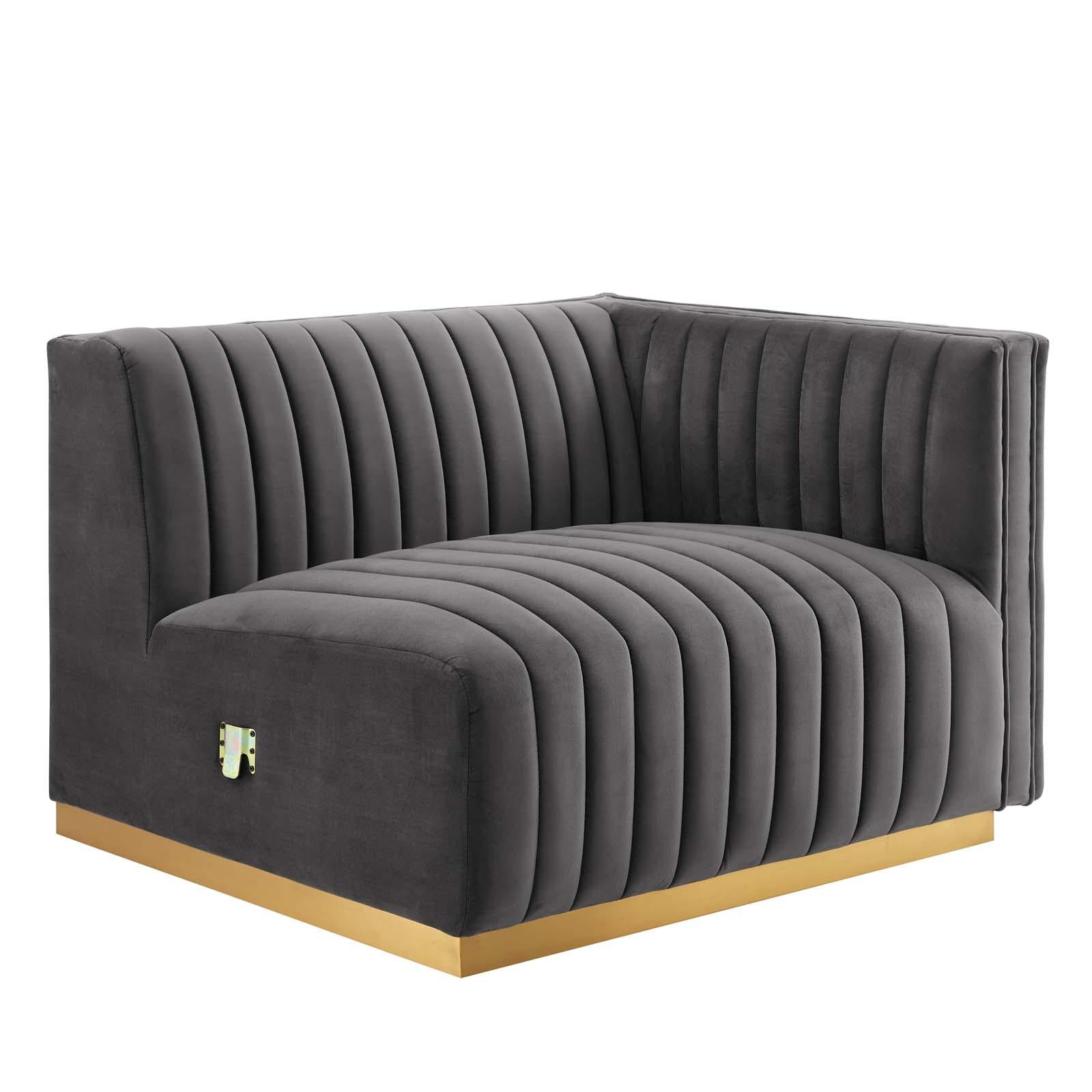 Modway Furniture Modern Conjure Channel Tufted Performance Velvet 5-Piece Sectional - EEI-5849