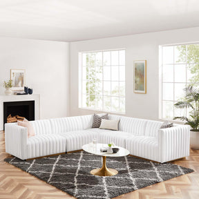 Modway Furniture Modern Conjure Channel Tufted Performance Velvet 5-Piece Sectional - EEI-5850