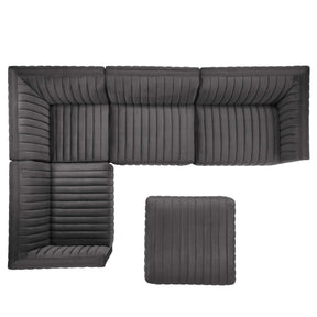Modway Furniture Modern Conjure Channel Tufted Performance Velvet 5-Piece Sectional - EEI-5852