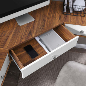 Modway Furniture Modern Transmit 47" Wall Mount Corner Walnut Office Desk - EEI-5862