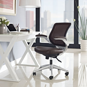 Modway Modern Edge Leather Adjustable Computer Office Chair EEI-597-BLK-Minimal & Modern