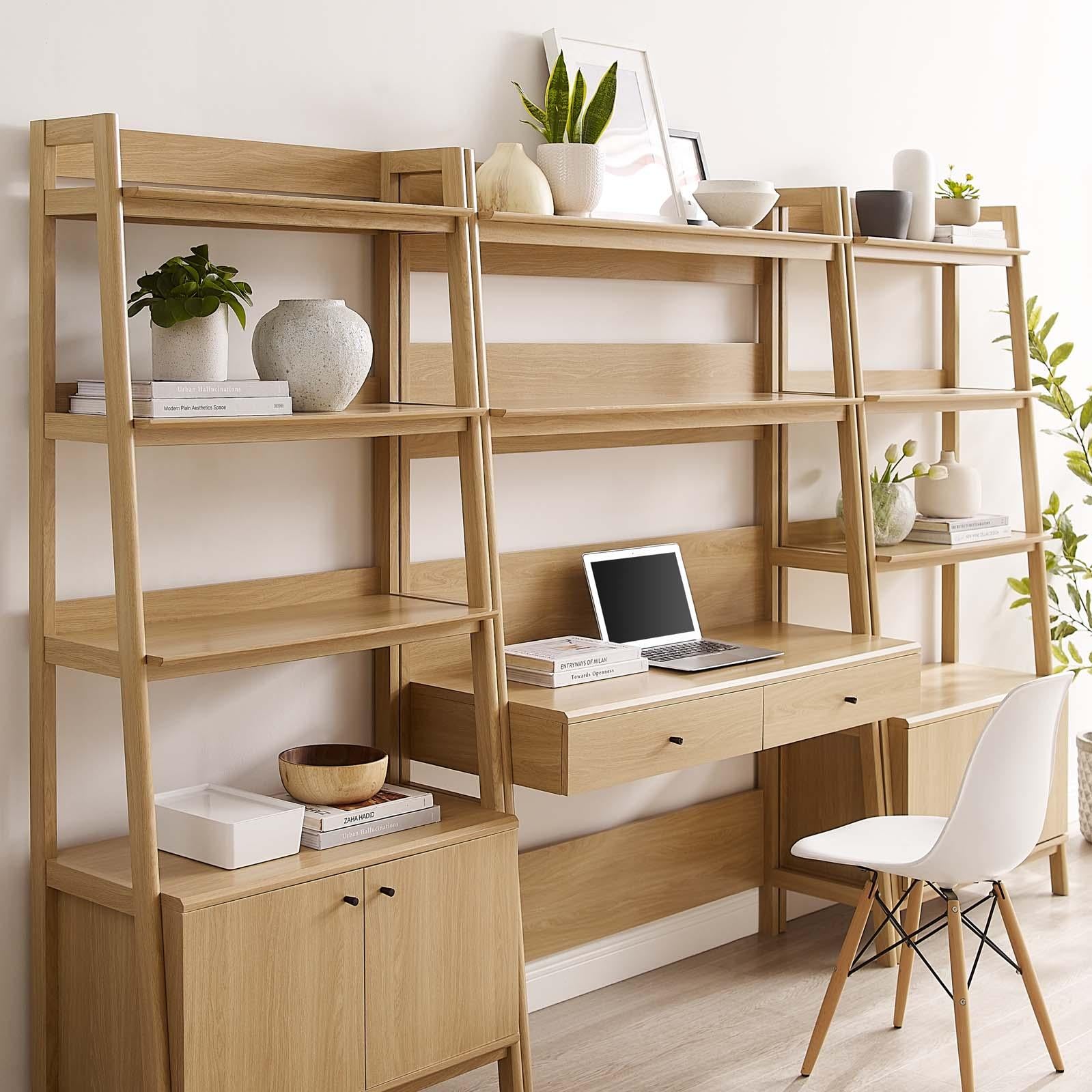 Modway Furniture Modern Bixby 3-Piece Wood Office Desk and Bookshelf - EEI-6115