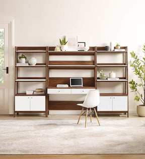 Modway Furniture Modern Bixby 3-Piece Wood Office Desk and Bookshelf - EEI-6115