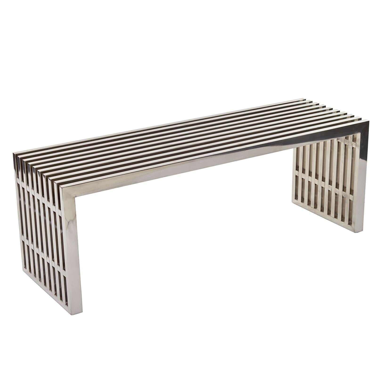 Modway Furniture Modern Gridiron Medium Stainless Steel Bench - EEI-625
