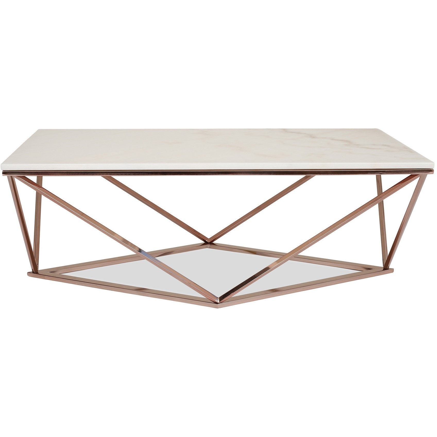 Edloe Finch Aria Rose Gold Coffee Table with White Marble Top