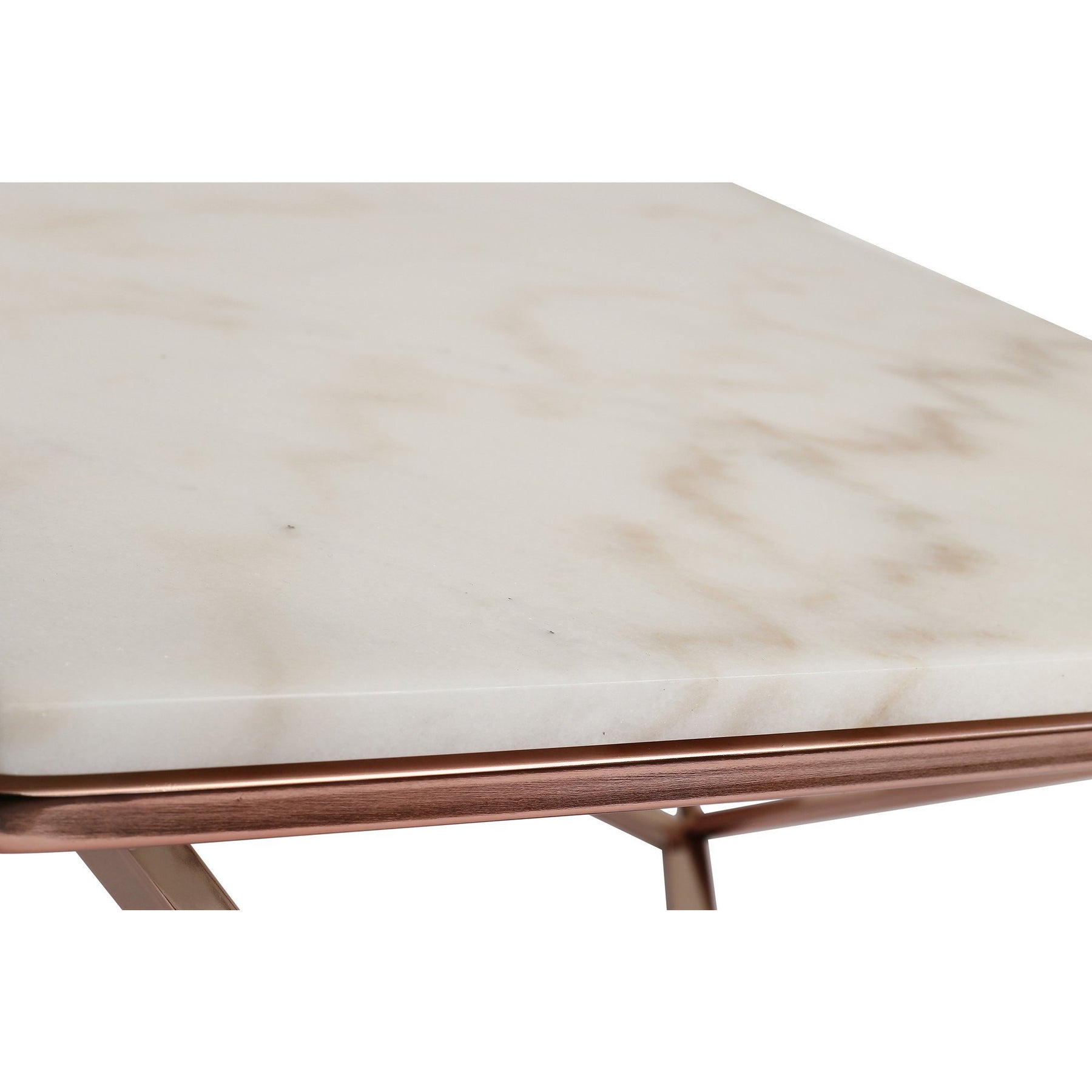 Edloe Finch Aria Rose Gold Coffee Table with White Marble Top