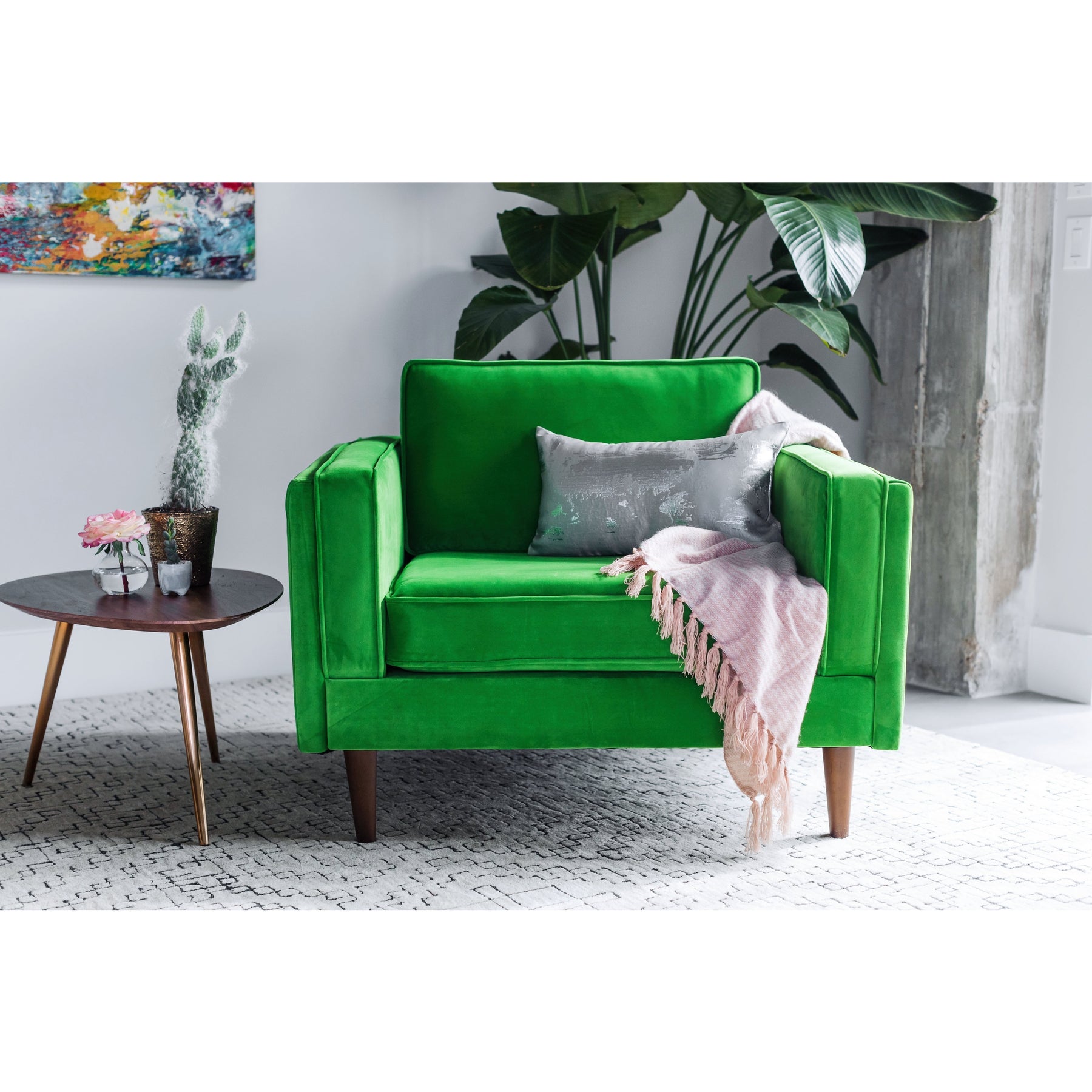 Edloe Finch Madison Mid-Century Modern Velvet Accent Chair