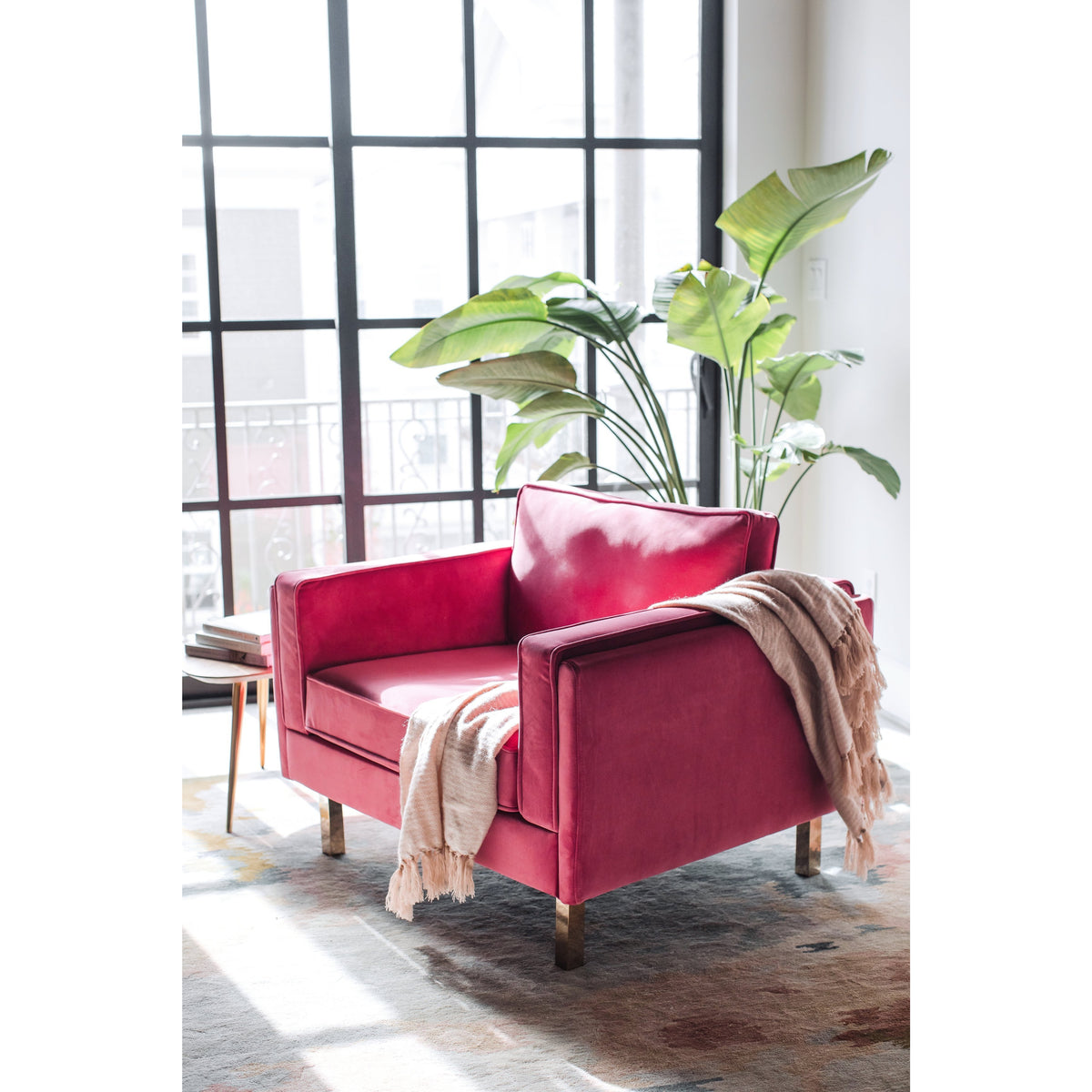 Edloe Finch Lexington Mid-Century Modern Velvet Accent Chair