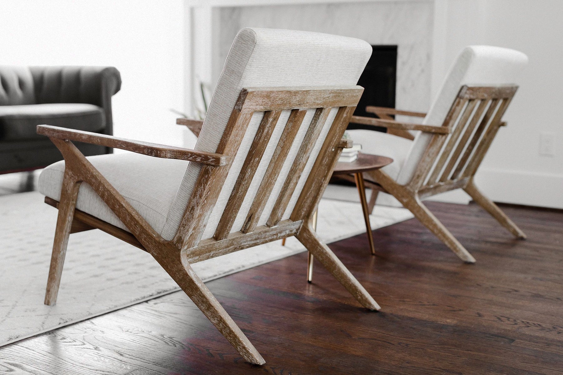 Edloe Finch Adalyn Mid-Century Modern Accent Chair in White Linen - EF-Z2-LC005W