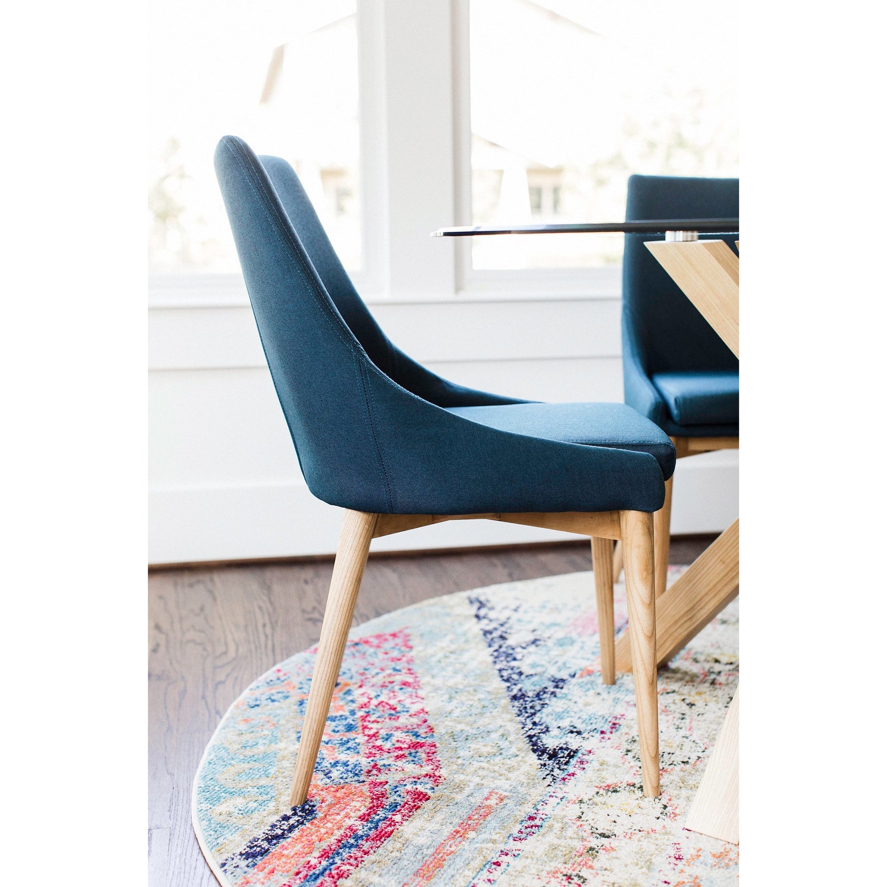 Edloe Finch Jessica Contemporary Dining Chair in Blue, Set of 2