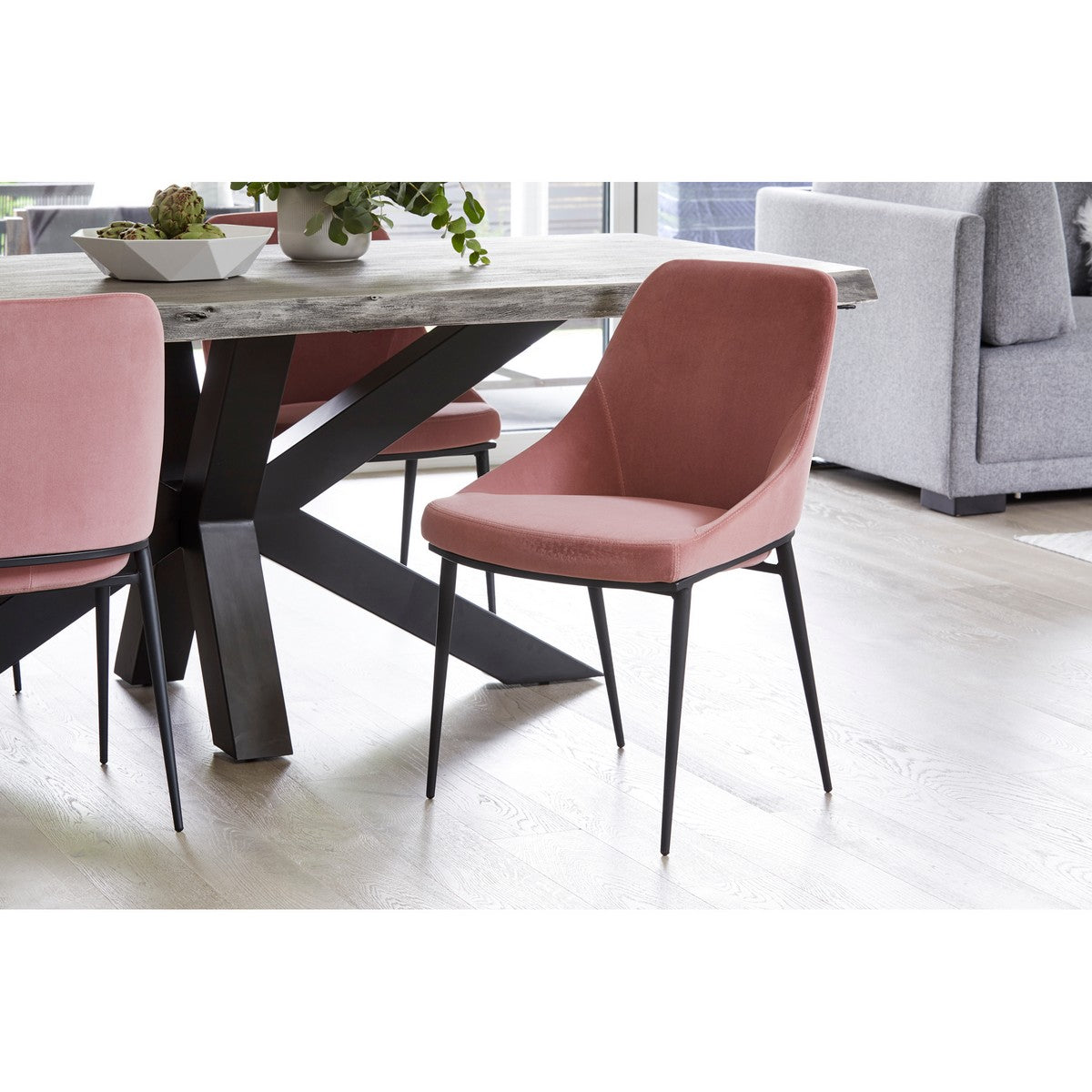 Moe's Home Collection Sedona Dining Chair Pink Velvet-Set of Two - EJ-1034-33 - Moe's Home Collection - Dining Chairs - Minimal And Modern - 1