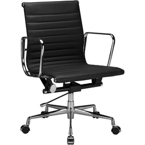 Lanna Furniture Estey Mid Back Office Chair with Italian Leather-Minimal & Modern