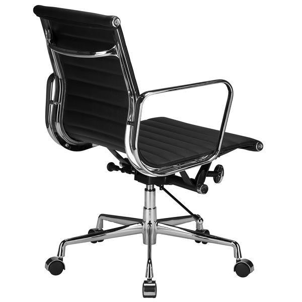 Edgemod Modern Ribbed Mid Back Office Chair Italian Leather EM-160-Minimal & Modern