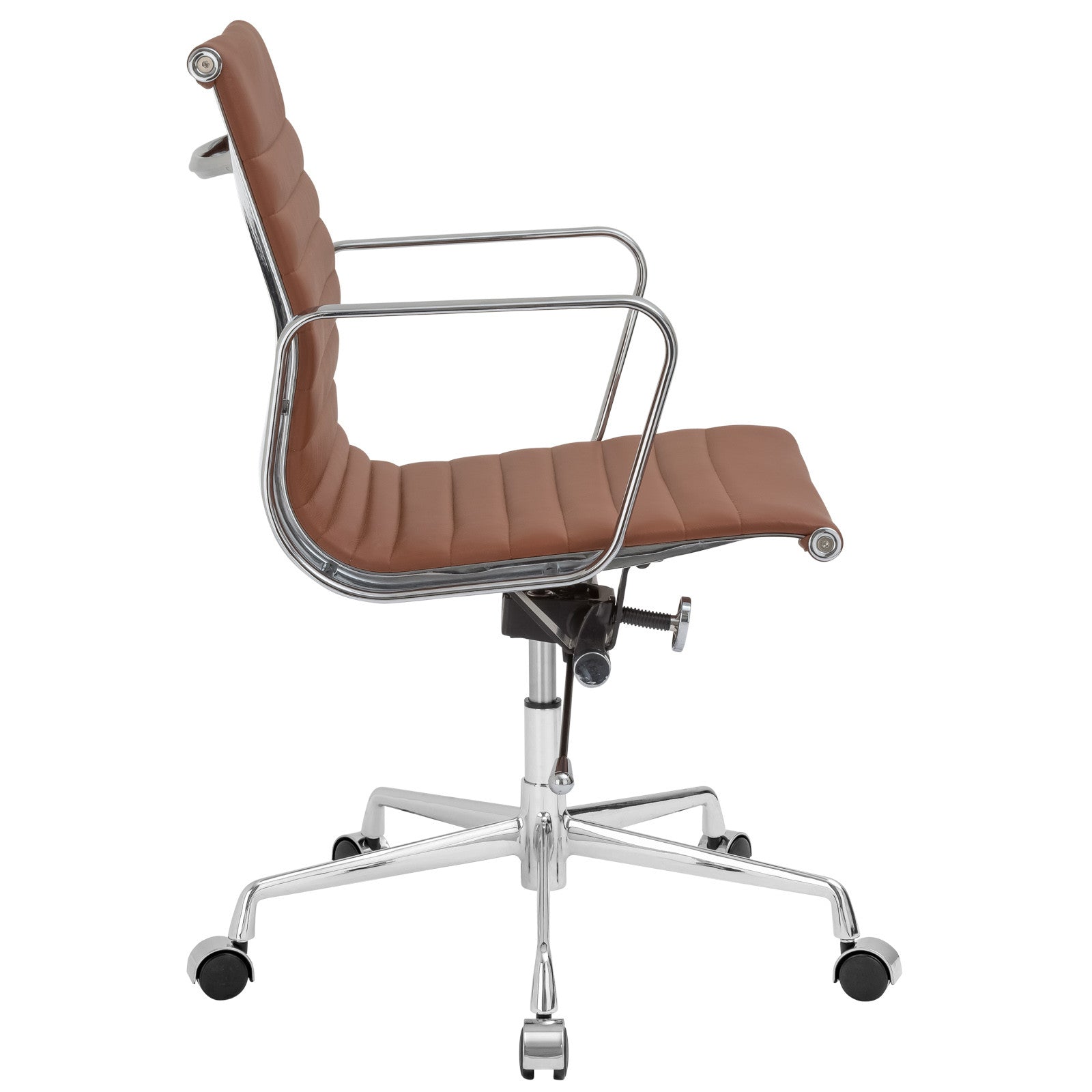 Lanna Furniture Estey Mid Back Office Chair with Italian Leather-Minimal & Modern