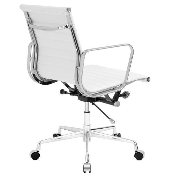 Edgemod Modern Ribbed Mid Back Office Chair Italian Leather EM-160-Minimal & Modern
