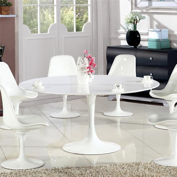 Edgemod Modern Daisy 60" Wood Top Dining Table in White-Minimal & Modern