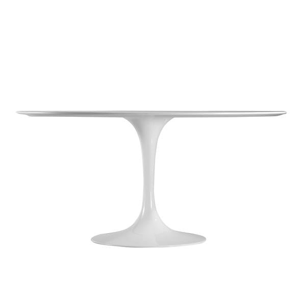 Edgemod Modern Daisy 60" Oval Wood Top Dining Table in White-Minimal & Modern