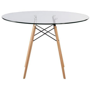 Edgemod Modern Vortex 42.5" Glass Top Dining Table with Natural Legs EM-216-NAT-Minimal & Modern