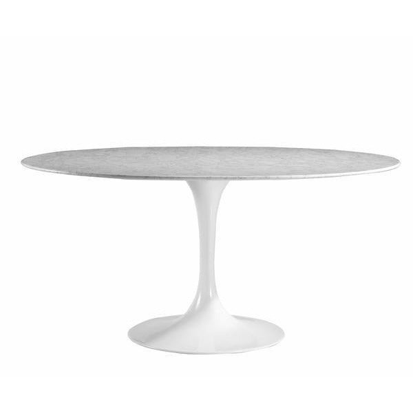 Edgemod Modern Daisy 60" Oval Artificial Marble Dining Table in White-Minimal & Modern