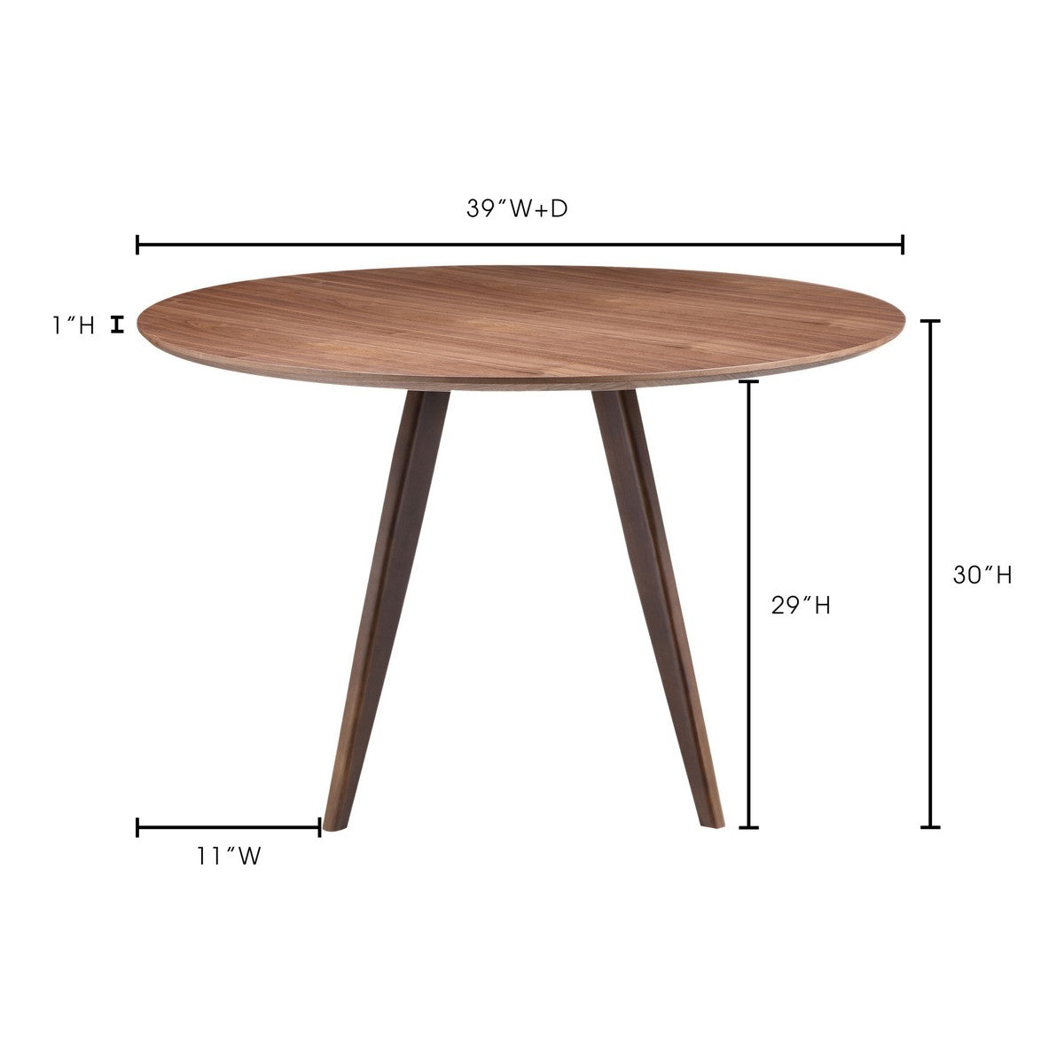 Moe's Home Collection Dover Dining Table Small Walnut - ER-1170-21