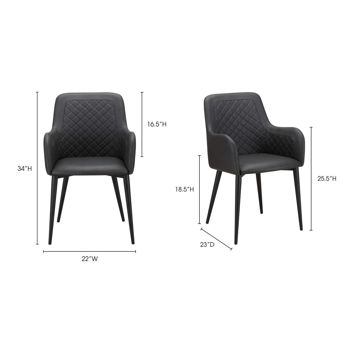 Moe's Home Collection Cantata Dining Chair Black-Set of Two - ER-2040-02