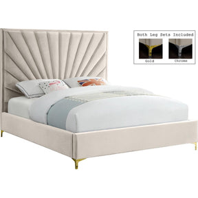 Meridian Furniture Eclipse Cream Velvet Full BedMeridian Furniture - Full Bed - Minimal And Modern - 1