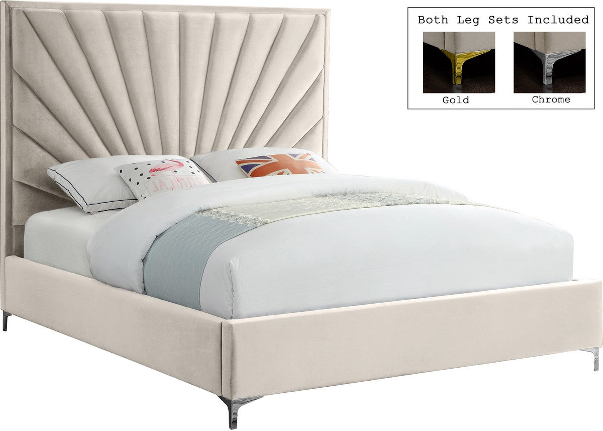 Meridian Furniture Eclipse Cream Velvet Full Bed
