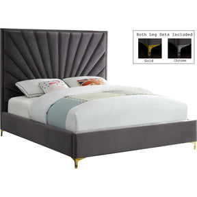 Meridian Furniture Eclipse Grey Velvet Full BedMeridian Furniture - Full Bed - Minimal And Modern - 1