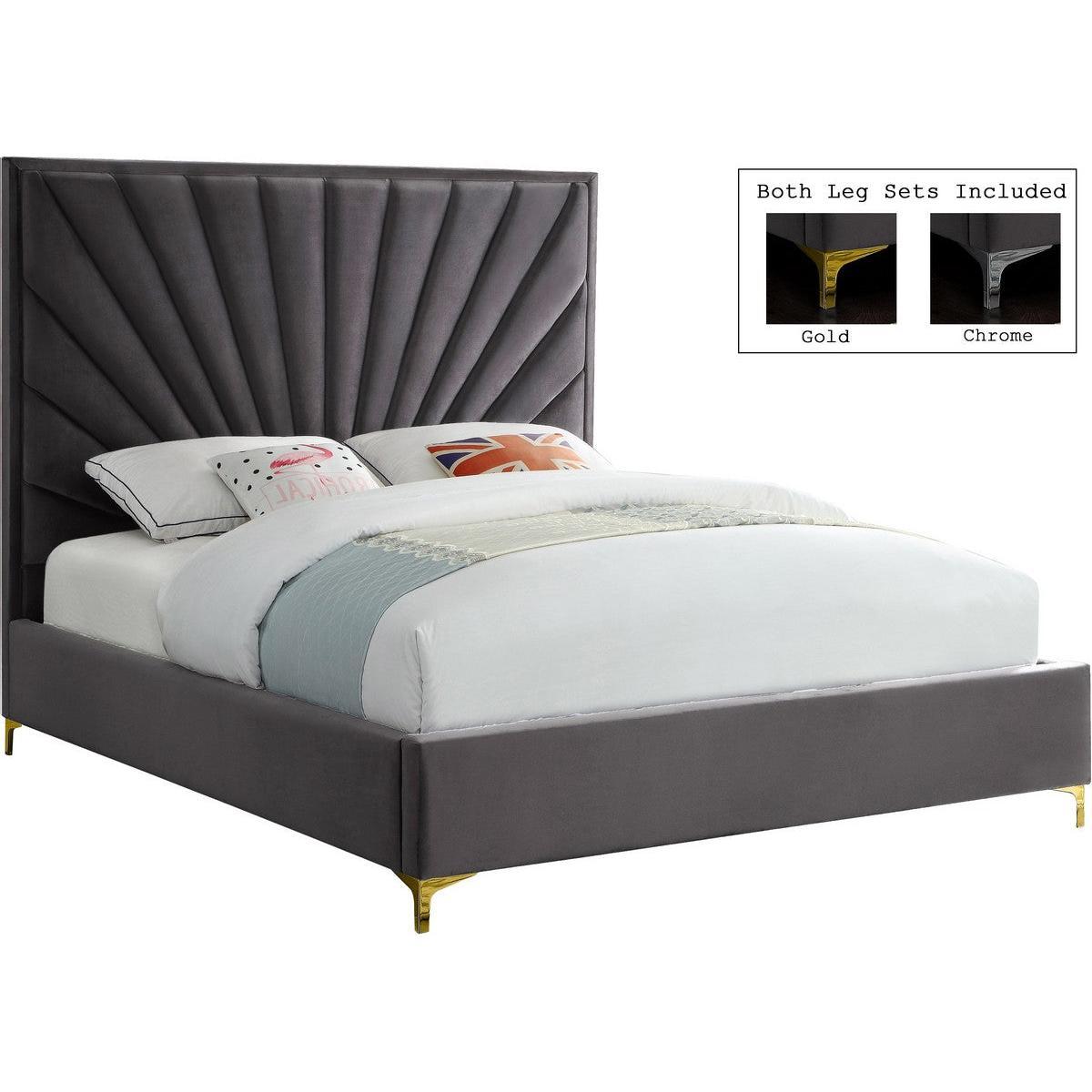 Meridian Furniture Eclipse Grey Velvet King BedMeridian Furniture - King Bed - Minimal And Modern - 1