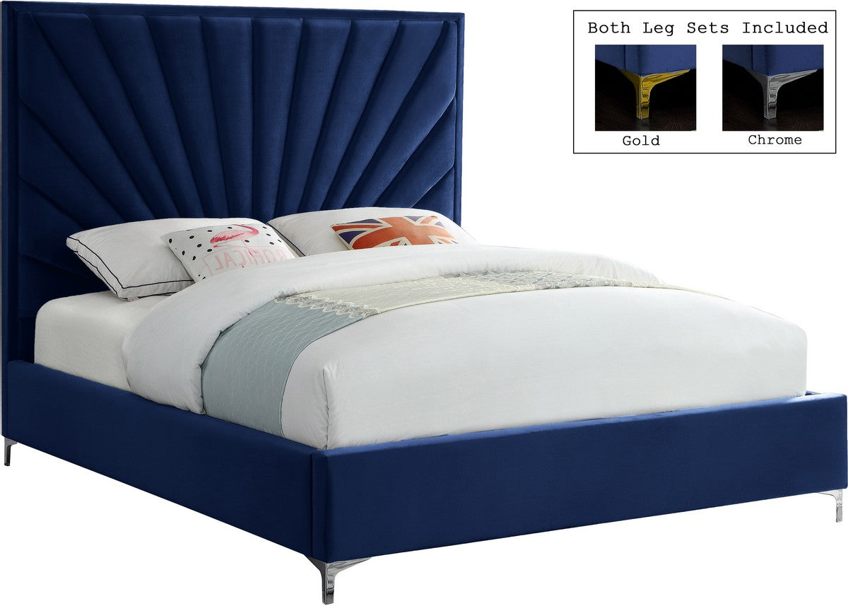 Meridian Furniture Eclipse Navy Velvet Full Bed