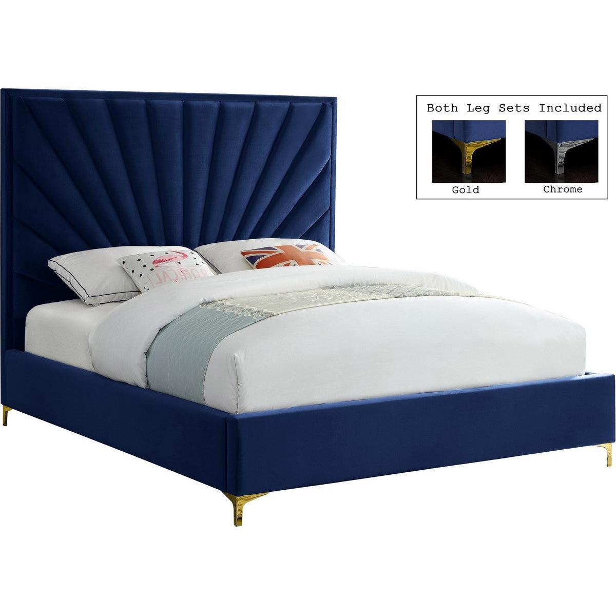 Meridian Furniture Eclipse Navy Velvet King BedMeridian Furniture - King Bed - Minimal And Modern - 1