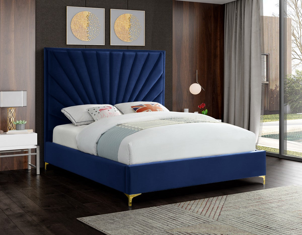 Meridian Furniture Eclipse Navy Velvet King Bed