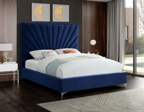 Meridian Furniture Eclipse Navy Velvet Queen Bed