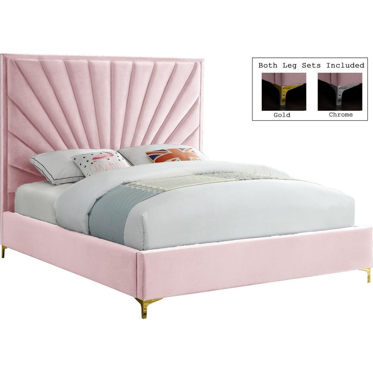 Meridian Furniture Eclipse Pink Velvet Full BedMeridian Furniture - Full Bed - Minimal And Modern - 1