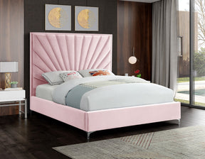Meridian Furniture Eclipse Pink Velvet Full Bed