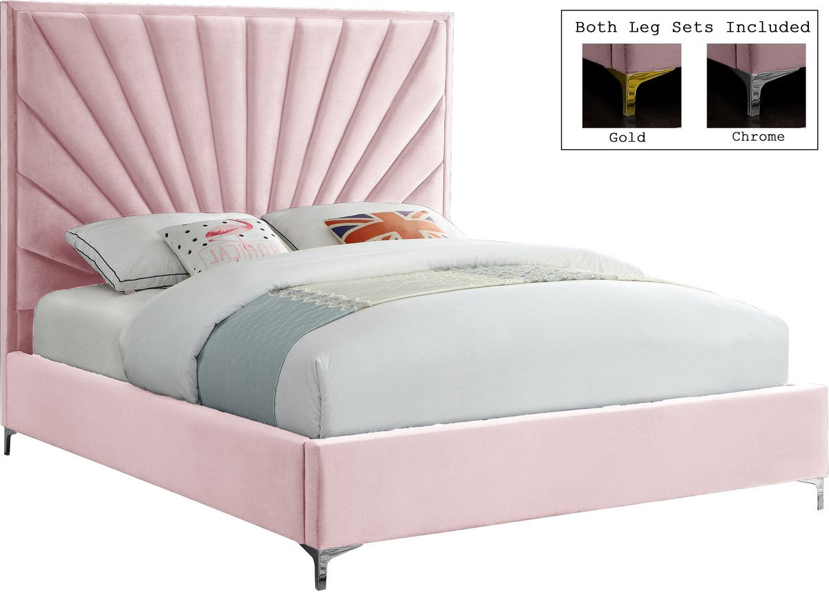 Meridian Furniture Eclipse Pink Velvet King Bed