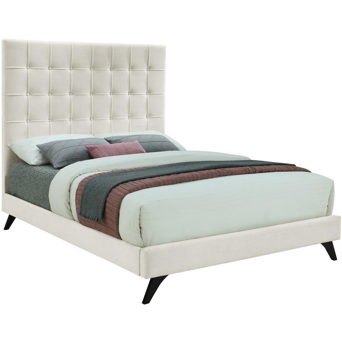 Meridian Furniture Elly Cream Velvet Full BedMeridian Furniture - Full Bed - Minimal And Modern - 1