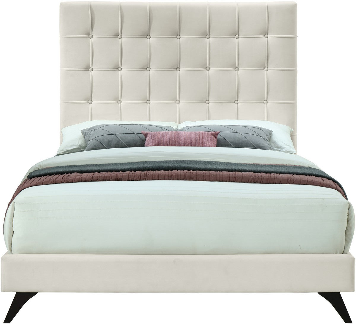 Meridian Furniture Elly Cream Velvet Full Bed