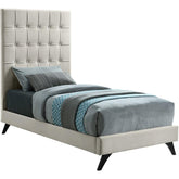 Meridian Furniture Elly Cream Velvet Twin BedMeridian Furniture - Twin Bed - Minimal And Modern - 1