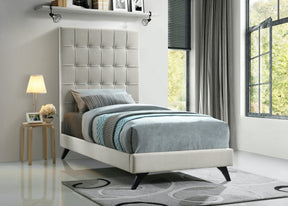 Meridian Furniture Elly Cream Velvet Twin Bed