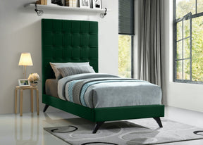 Meridian Furniture Elly Green Velvet Twin Bed