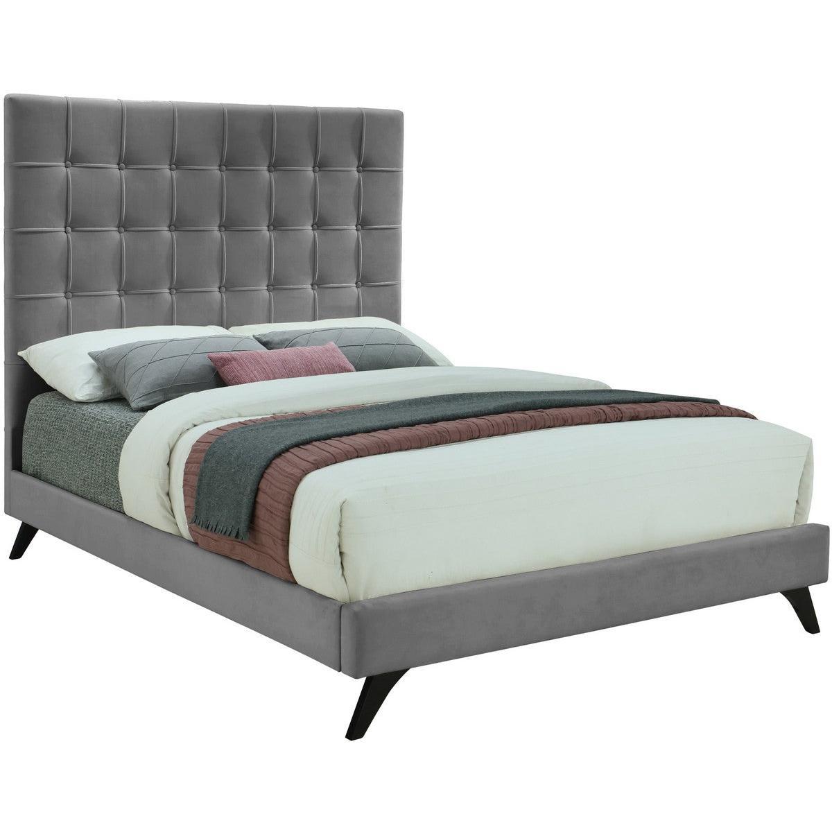 Meridian Furniture Elly Grey Velvet Full BedMeridian Furniture - Full Bed - Minimal And Modern - 1