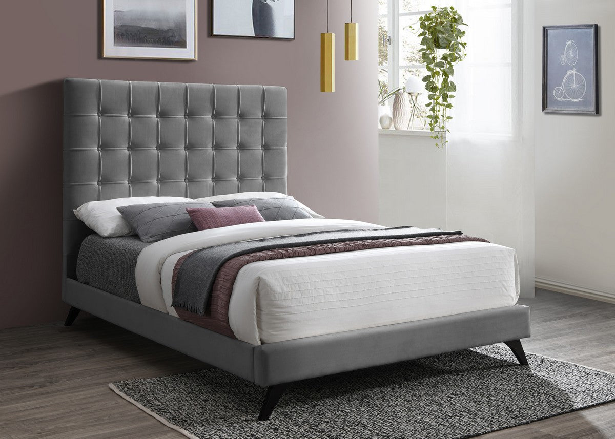 Meridian Furniture Elly Grey Velvet King Bed