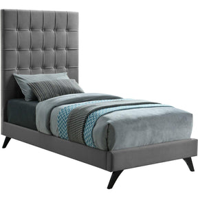 Meridian Furniture Elly Grey Velvet Twin BedMeridian Furniture - Twin Bed - Minimal And Modern - 1