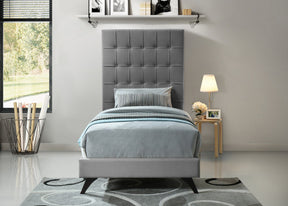 Meridian Furniture Elly Grey Velvet Twin Bed