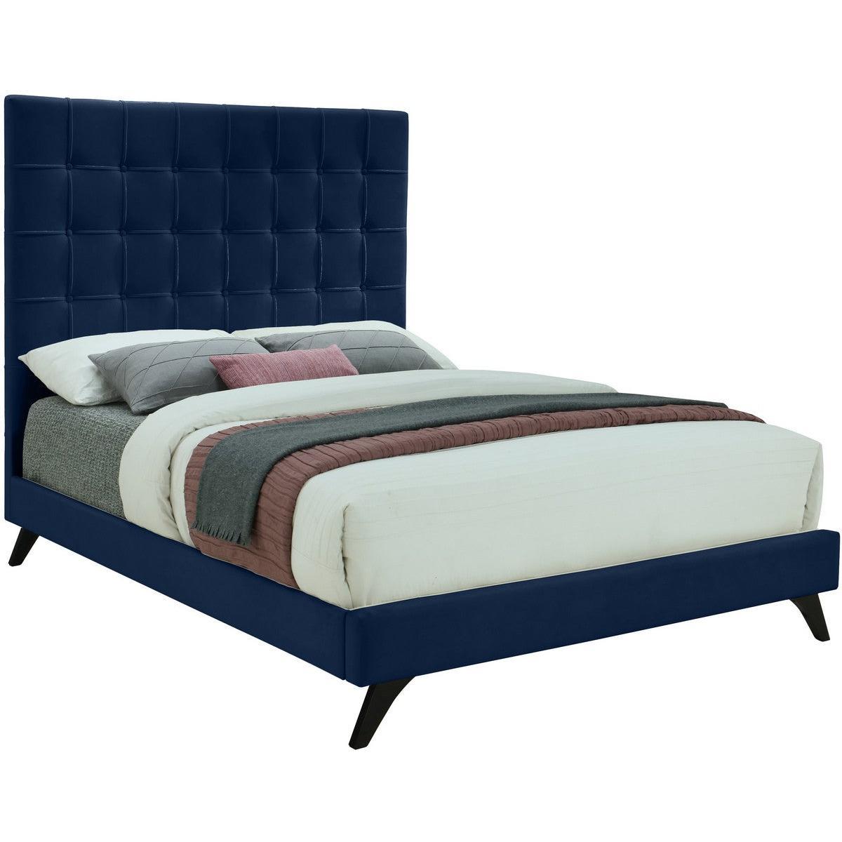 Meridian Furniture Elly Navy Velvet Full BedMeridian Furniture - Full Bed - Minimal And Modern - 1
