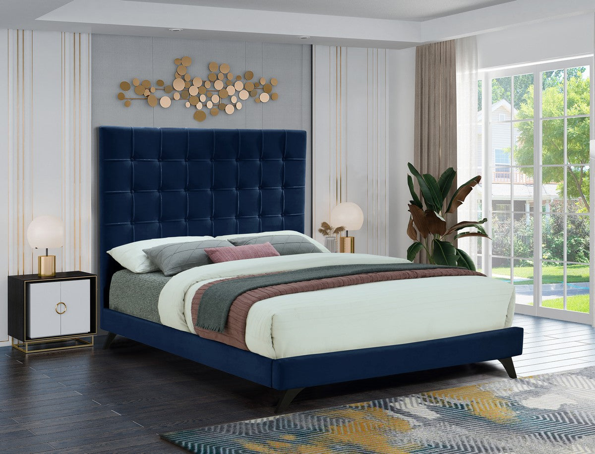 Meridian Furniture Elly Navy Velvet Full Bed