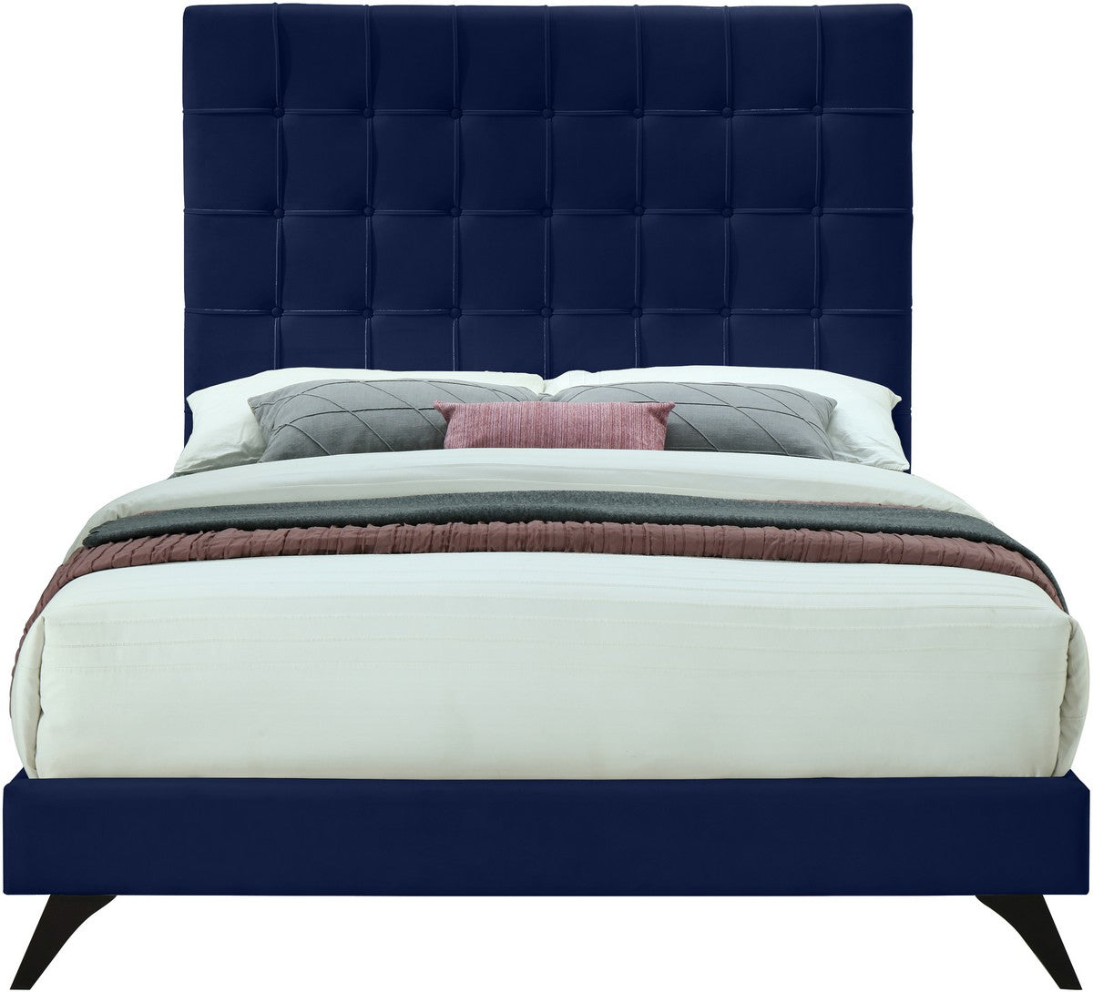 Meridian Furniture Elly Navy Velvet Queen Bed