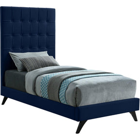 Meridian Furniture Elly Navy Velvet Twin BedMeridian Furniture - Twin Bed - Minimal And Modern - 1