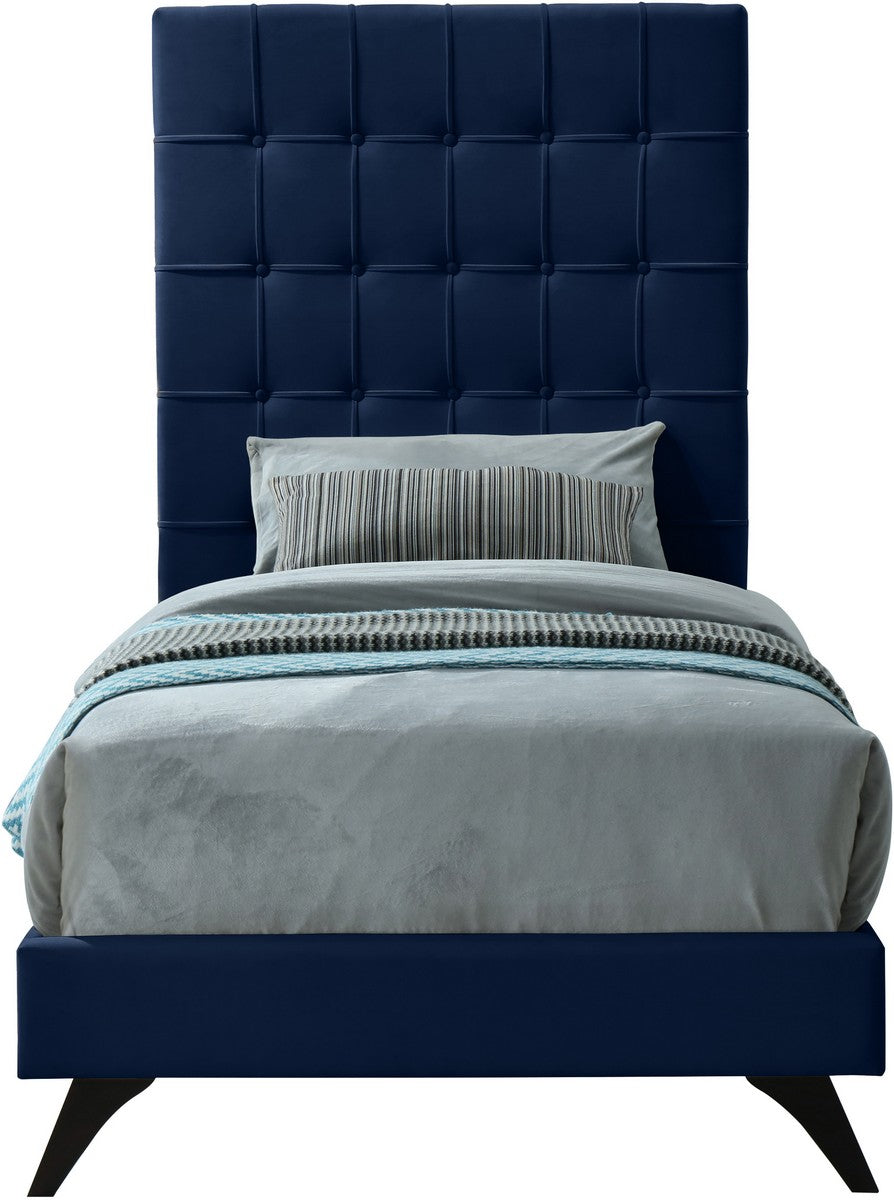 Meridian Furniture Elly Navy Velvet Twin Bed